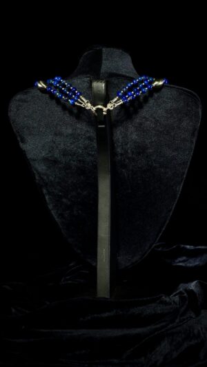 Lapis lazuli necklace with a vintage Tibetan pendant — handmade jewelry by Frolov Jewels (view 6)