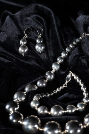 Necklace of polished silver spheres — handmade jewelry by Frolov Jewels (view 2)