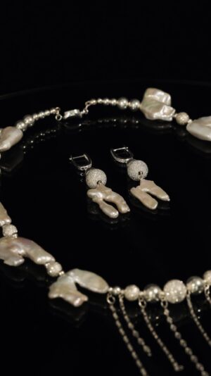 Necklace of U-shaped baroque pearls — handmade jewelry by Frolov Jewels (view 2)