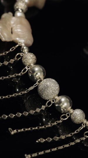 Necklace of U-shaped baroque pearls — handmade jewelry by Frolov Jewels (view 4)