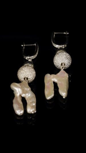 Necklace of U-shaped baroque pearls — handmade jewelry by Frolov Jewels (view 5)