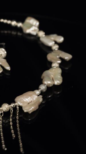 Necklace of U-shaped baroque pearls — handmade jewelry by Frolov Jewels (view 6)