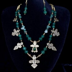 Nephrite jade necklace with a small Berehynia pendant — handmade jewelry by Frolov Jewels