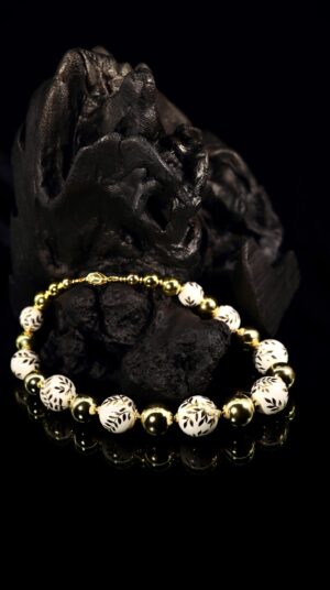 Ivory Floral Bead Gold Statement Necklace