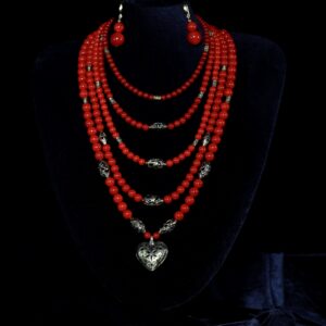 Red Coral Heart Necklace — handmade jewelry by Frolov Jewels