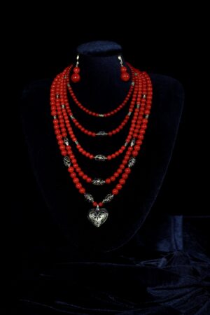 Red Coral Heart Necklace — handmade jewelry by Frolov Jewels