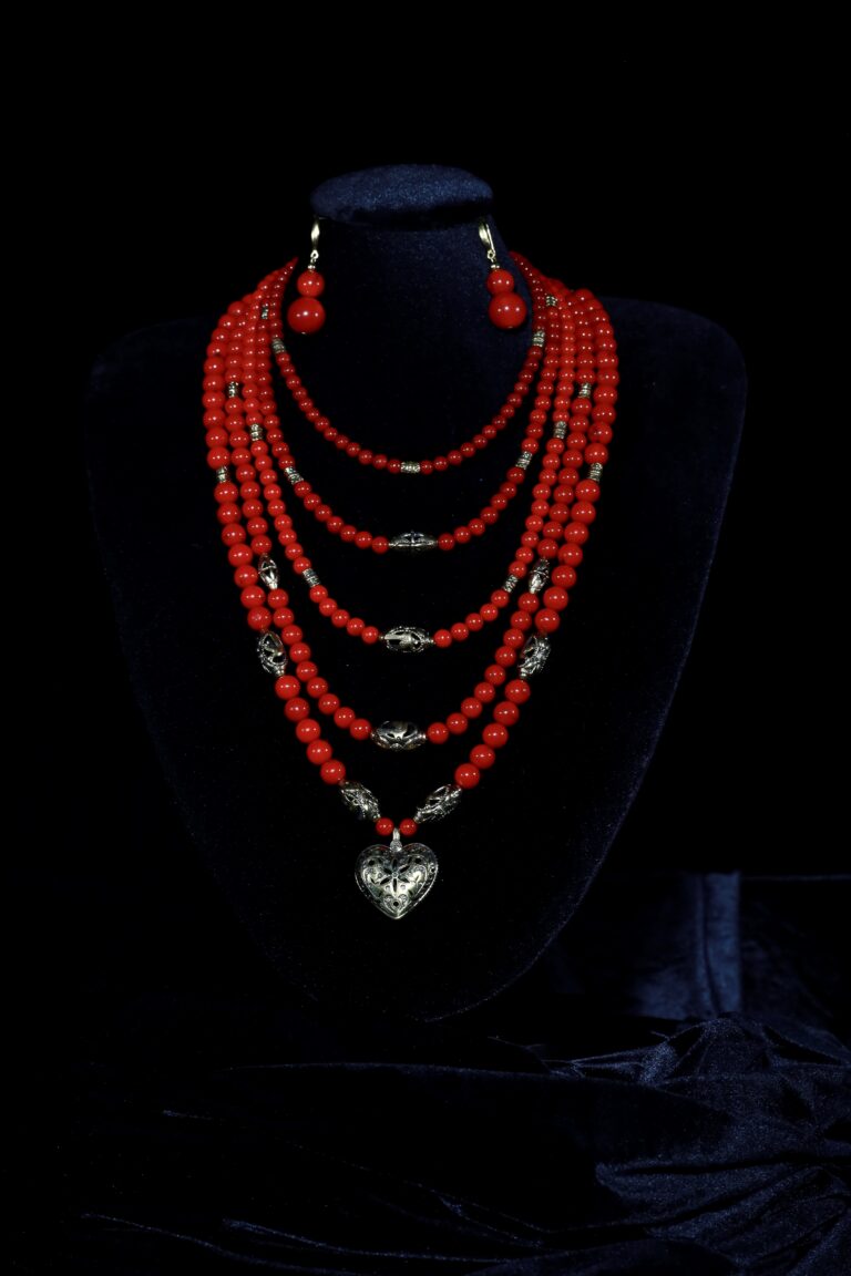 Red Coral Heart Necklace — handmade jewelry by Frolov Jewels