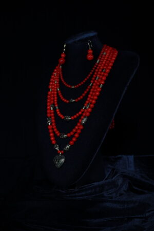 Red Coral Heart Necklace — handmade jewelry by Frolov Jewels (view 2)
