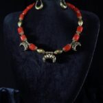 Red Coral Moon Necklace — handmade jewelry by Frolov Jewels