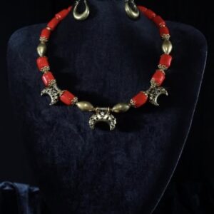 Red Coral Moon Necklace — handmade jewelry by Frolov Jewels