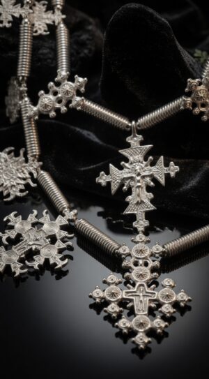 Silver-plated brass zgarda set — handmade jewelry by Frolov Jewels (view 2)