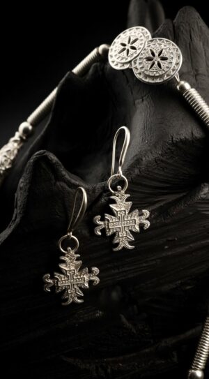 Silver-plated brass zgarda set — handmade jewelry by Frolov Jewels (view 4)