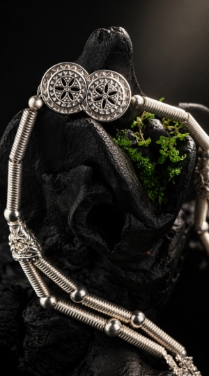 Silver-plated brass zgarda set — handmade jewelry by Frolov Jewels (view 6)
