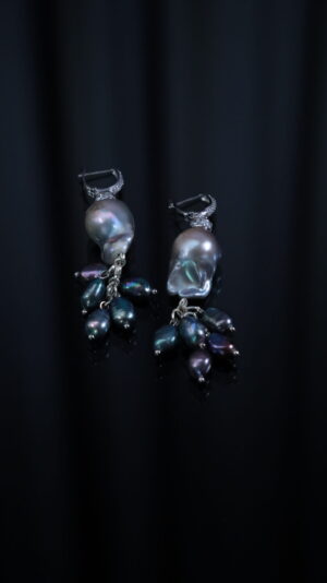 Single-strand black baroque pearl necklace — handmade jewelry by Frolov Jewels (view 3)