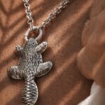 Sterling silver beaver pendant on a silver chain — handmade jewelry by Frolov Jewels