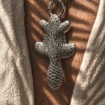 Sterling silver beaver pendant on a silver chain — handmade jewelry by Frolov Jewels (view 2)