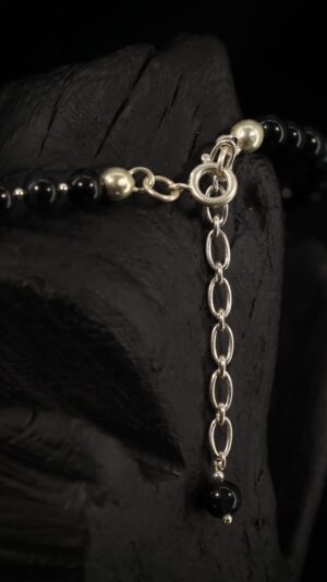 Tiger’s eye choker with silver shelest charms — handmade jewelry by Frolov Jewels (view 3)