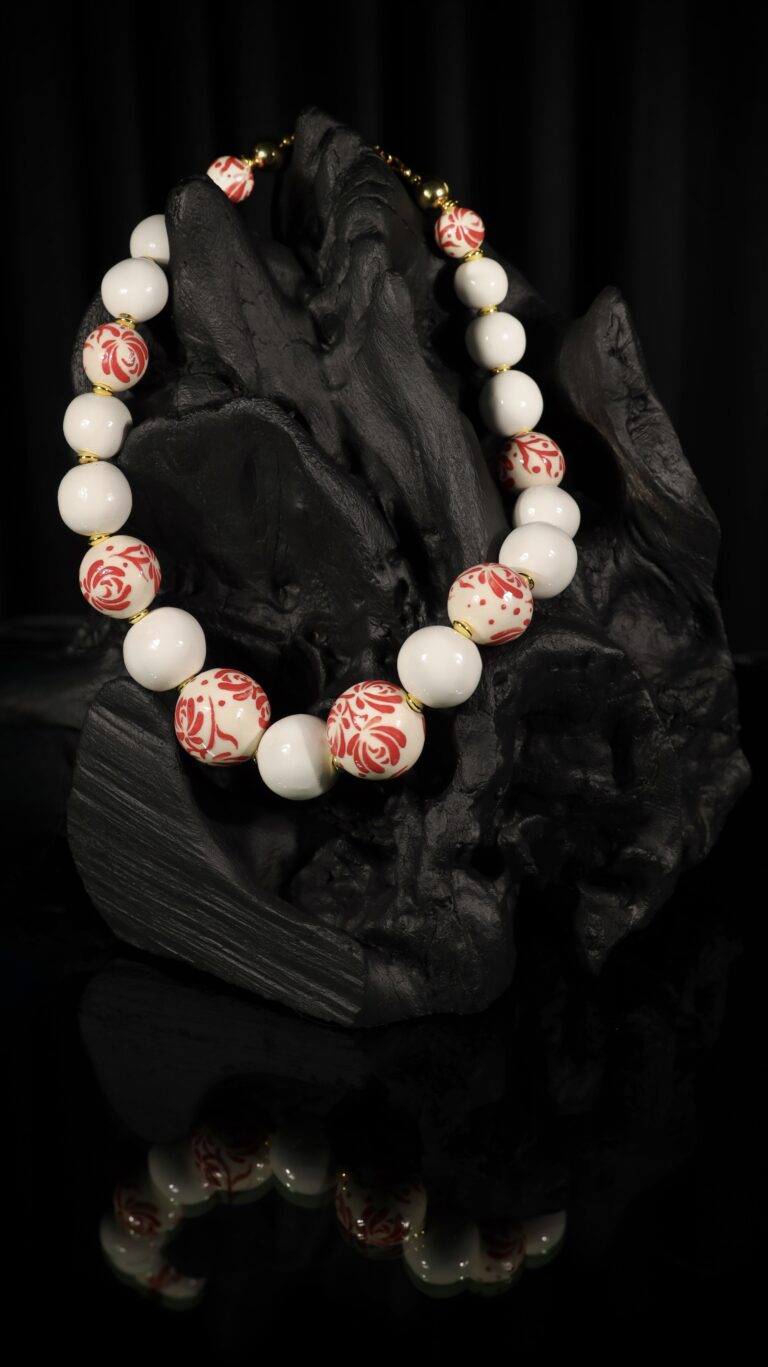 Ukrainian Floral Bead Necklace — handmade jewelry by Frolov Jewels (view 4)
