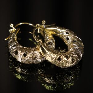 Vintage Gold Filigree Hoop Earrings — handmade jewelry by Frolov Jewels (view 2)