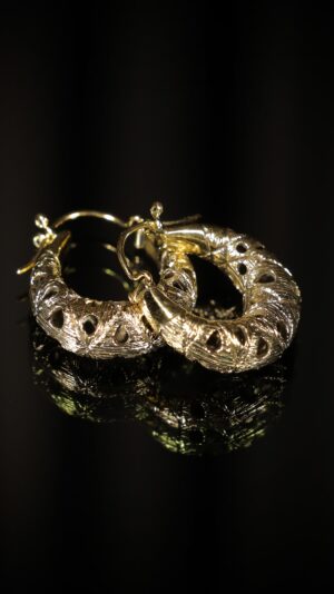 Vintage Gold Filigree Hoop Earrings — handmade jewelry by Frolov Jewels (view 2)