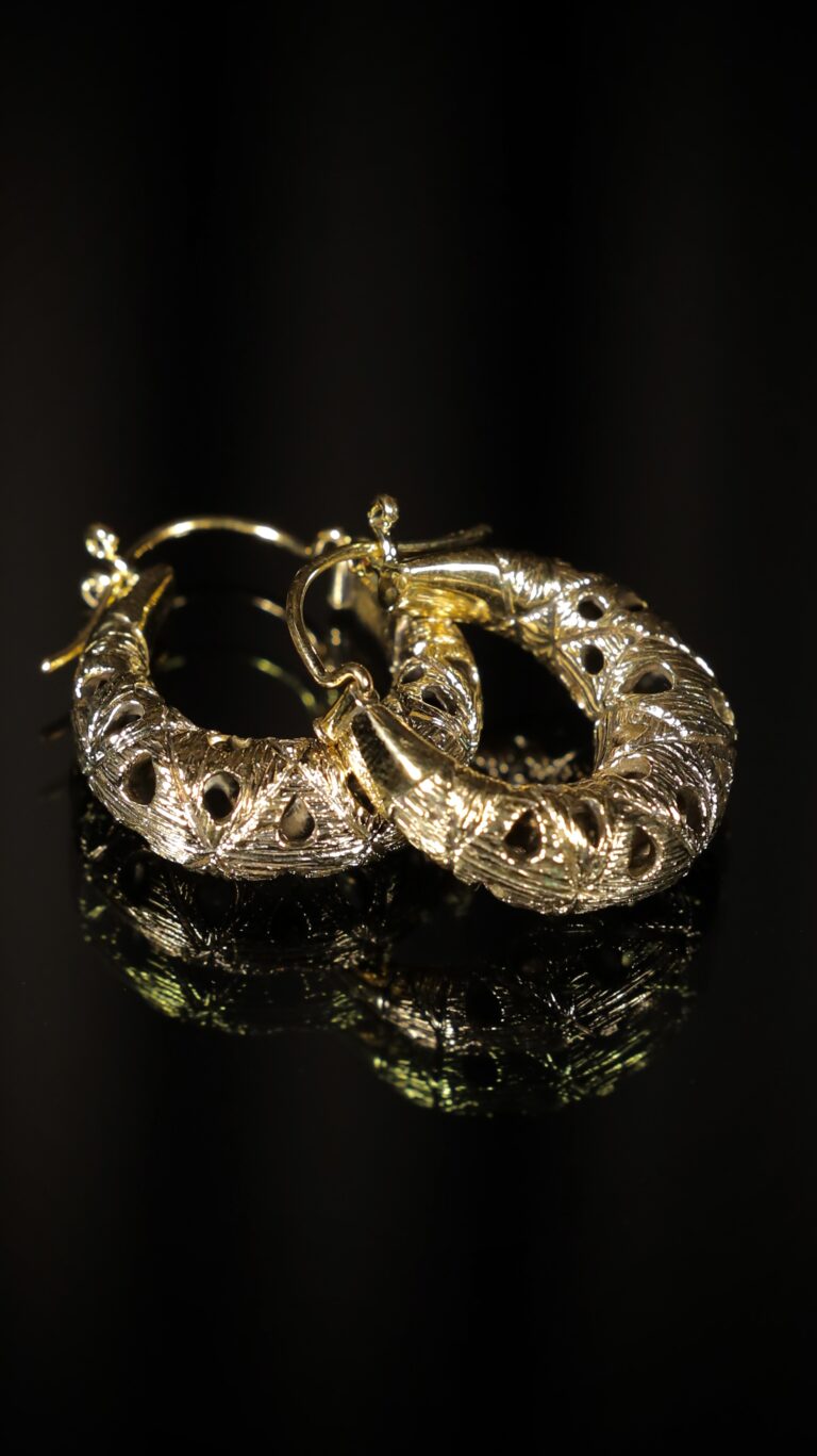 Vintage Gold Filigree Hoop Earrings — handmade jewelry by Frolov Jewels (view 2)