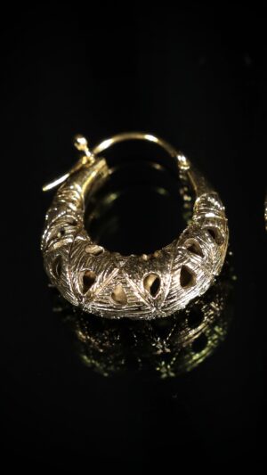 Vintage Gold Filigree Hoop Earrings — handmade jewelry by Frolov Jewels (view 3)