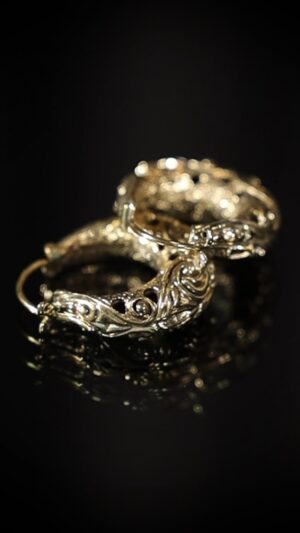 Vintage Gold Filigree Hoop Earrings — handmade jewelry by Frolov Jewels (view 4)