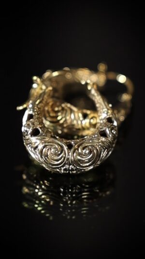 Vintage Gold Filigree Hoop Earrings — handmade jewelry by Frolov Jewels (view 5)