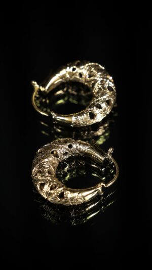 Vintage Gold Filigree Hoop Earrings — handmade jewelry by Frolov Jewels (view 6)