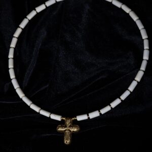White Ivory Bone Cross Pendant — handmade jewelry by Frolov Jewels
