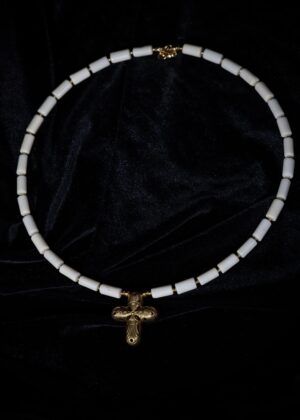White Ivory Bone Cross Pendant — handmade jewelry by Frolov Jewels