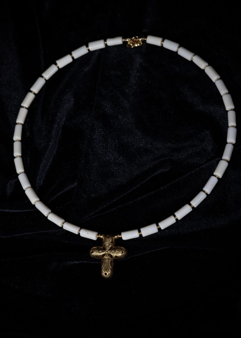 White Ivory Bone Cross Pendant — handmade jewelry by Frolov Jewels