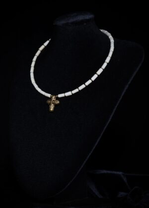 White Ivory Bone Cross Pendant — handmade jewelry by Frolov Jewels (view 2)