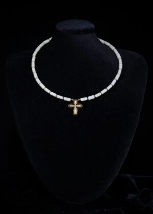 White Ivory Bone Cross Pendant — handmade jewelry by Frolov Jewels (view 3)