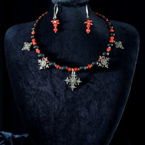 Onyx Coral Cross Jewellery Set — handmade jewelry by Frolov Jewels