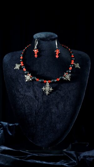 Onyx Coral Cross Jewellery Set — handmade jewelry by Frolov Jewels