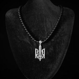 Ukrainian Trident Onyx Pendant — handmade jewelry by Frolov Jewels