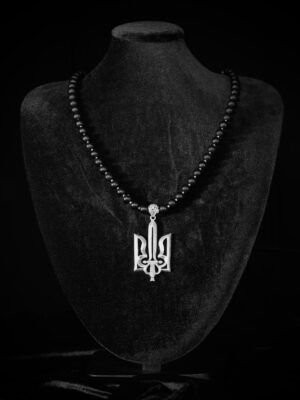 Ukrainian Trident Onyx Pendant — handmade jewelry by Frolov Jewels