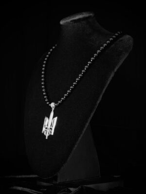Ukrainian Trident Onyx Pendant — handmade jewelry by Frolov Jewels (view 3)