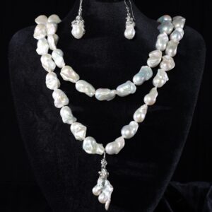 White Baroque Pearl Necklace Set — handmade jewelry by Frolov Jewels