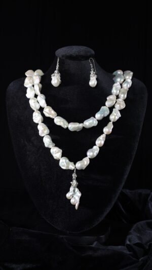White Baroque Pearl Necklace Set — handmade jewelry by Frolov Jewels