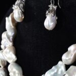 White Baroque Pearl Necklace Set — handmade jewelry by Frolov Jewels (view 3)
