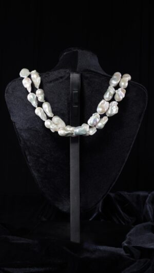 White Baroque Pearl Necklace Set — handmade jewelry by Frolov Jewels (view 4)