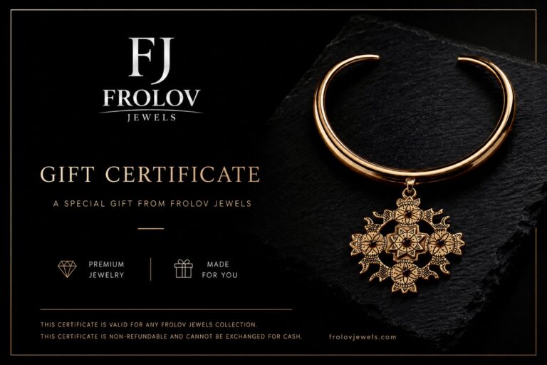 Electronic certificate — handmade jewelry by Frolov Jewels