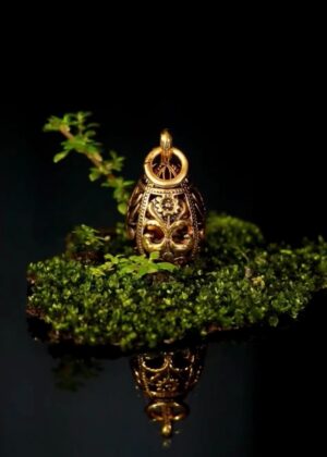 Gold-plated Kolokuli pysanka pendant — handmade jewelry by Frolov Jewels (view 2)