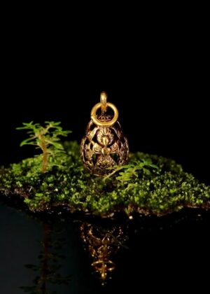 Gold-plated Kolokuli pysanka pendant — handmade jewelry by Frolov Jewels (view 3)