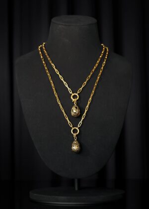 Gold-plated Kolokuli pysanka pendant — handmade jewelry by Frolov Jewels (view 8)