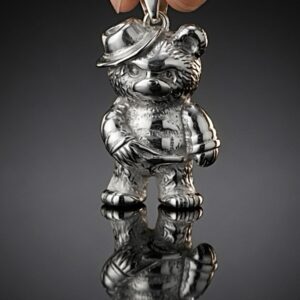 Silver bear pendant — handmade jewelry by Frolov Jewels