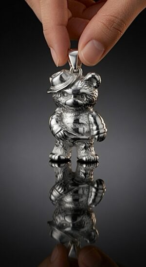 Silver bear pendant — handmade jewelry by Frolov Jewels
