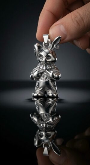 Silver rabbit pendant — handmade jewelry by Frolov Jewels (view 5)